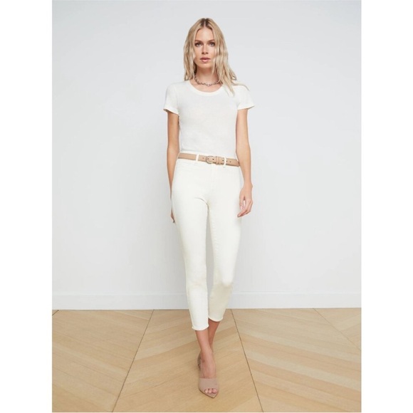 L'Agence Skinny High Rise Jeans White 25